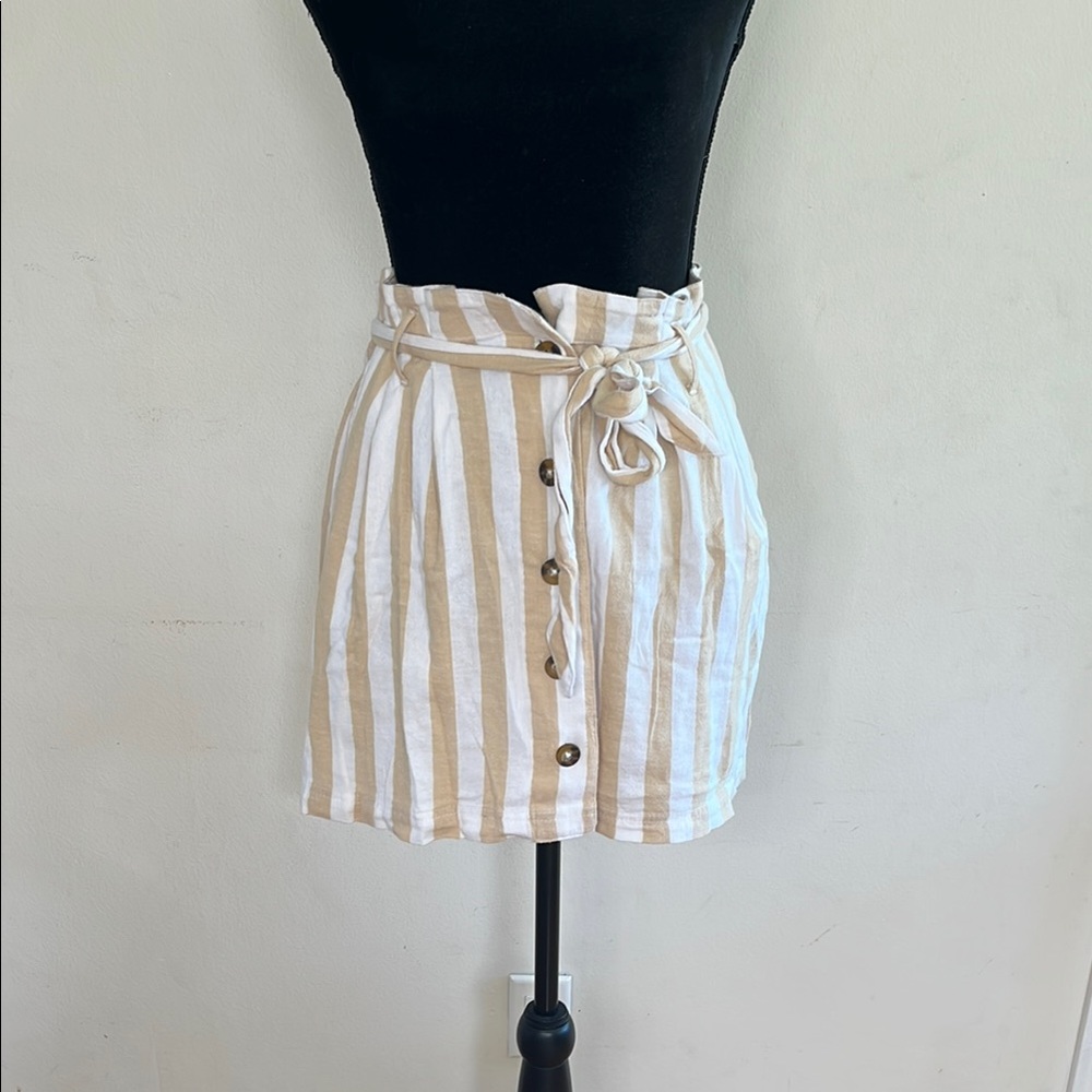 Hollister Tan Mini Pencil Skirt with Tie Front